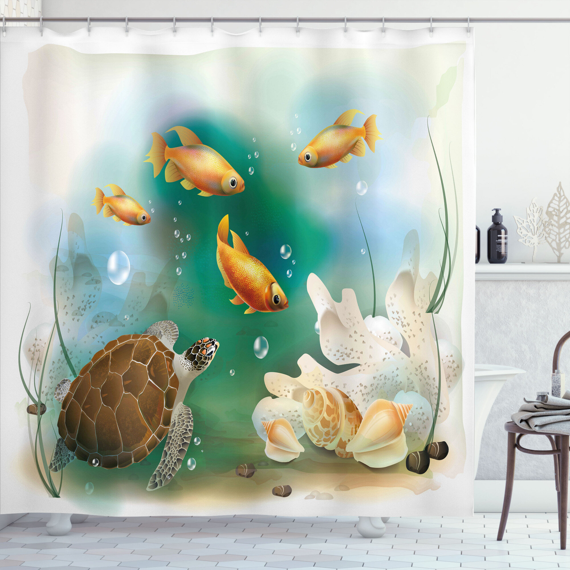 Shower Curtain with Hooks Included