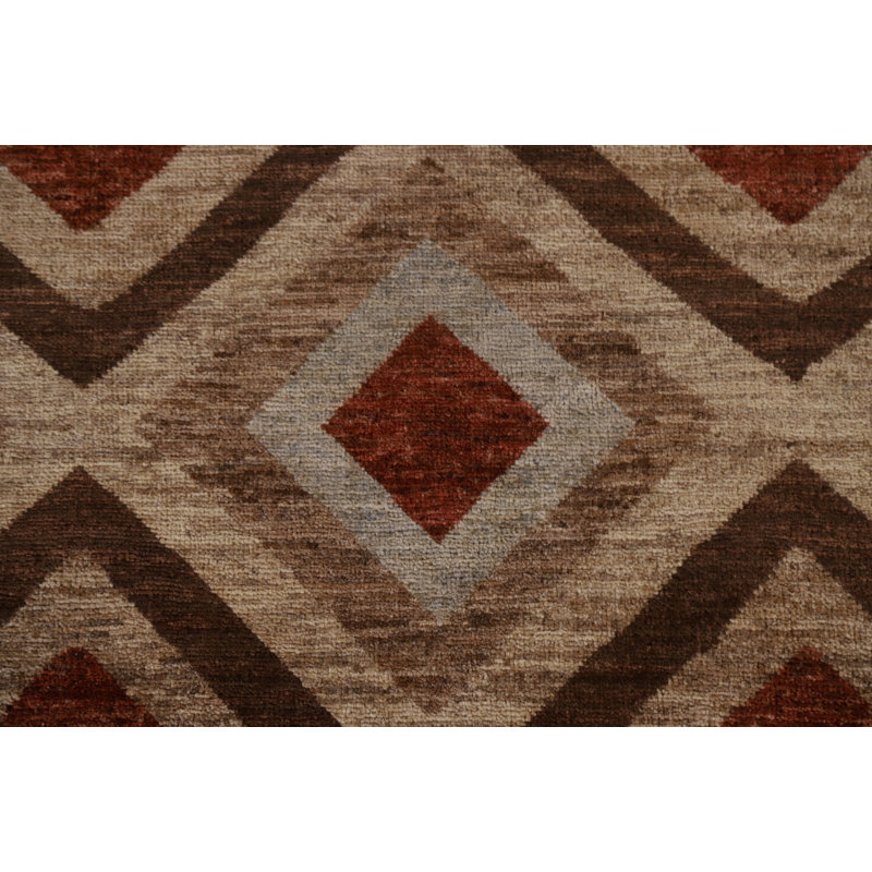 Tapis géométrique en laine Gabbeh Kashkoli fabriqué à la main 7 x 9