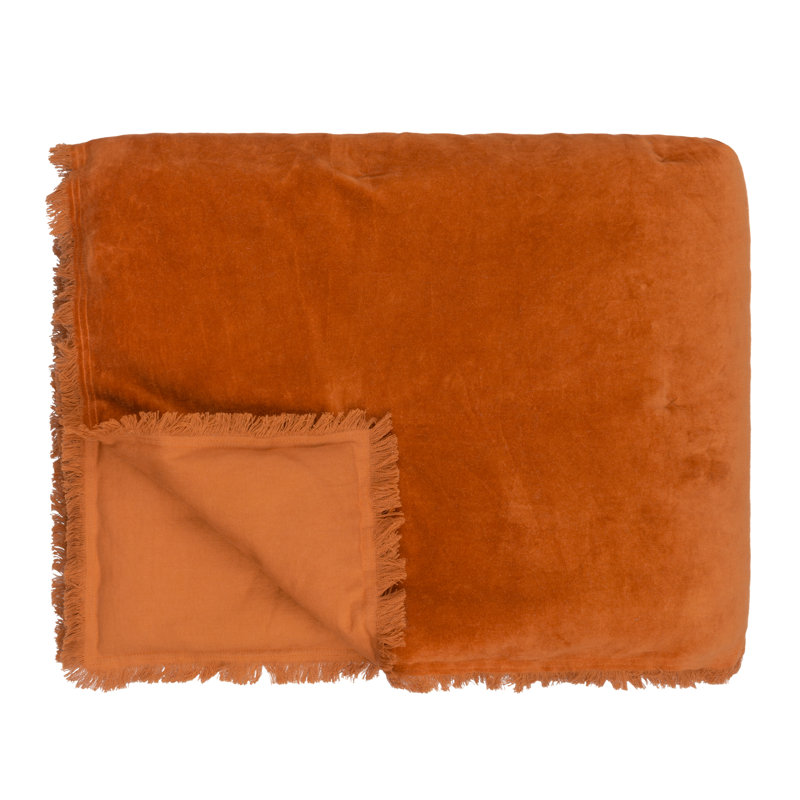 Jaye Velvet Solid Colour Bedspread, Rust