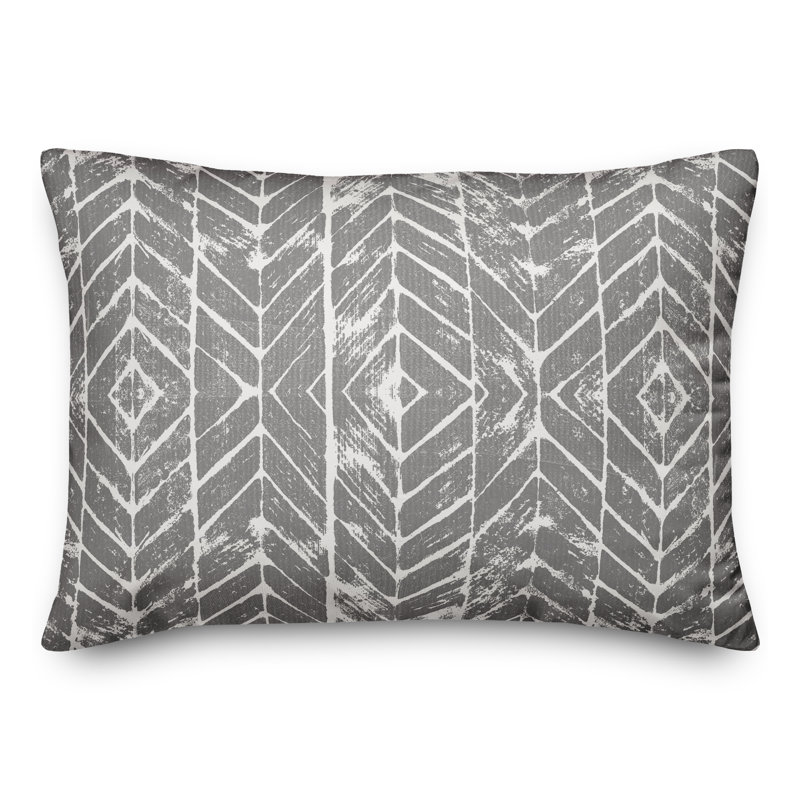 Housse et insert de coussin rectangulaire d'extérieur Distress Chevron 16, gris