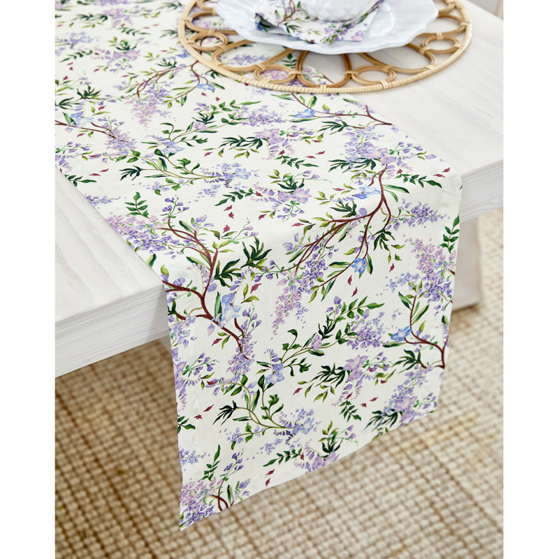 Lilacs - 100% Pure Linen Table Runner, 108" Square