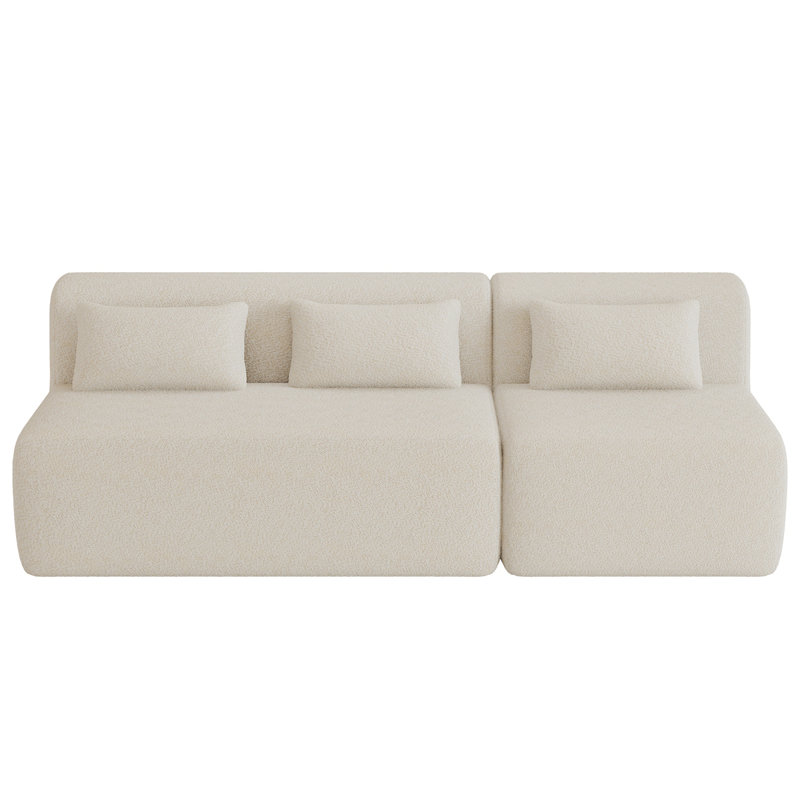 Canapé rembourré avec coussin de dossier pour le salon, beige, Mélange de polyester beige