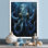 Bleu pieuvre géante créature - créatures marines, art mural salon