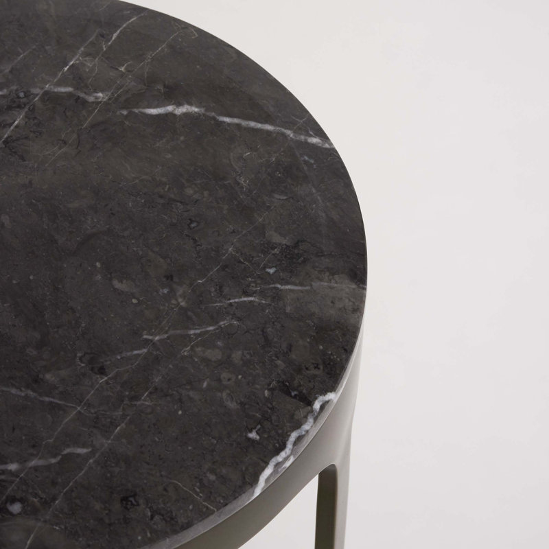 Camilla Marble End Table, Wyndham Gray, Antique Bronze, 22" H x 11" W x 11" D