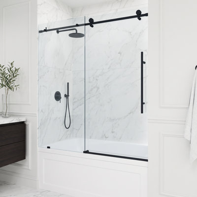Porte de baignoire coulissante sans cadre Elan E-Class l 56-60 "x H 66" avec verre transparent 3/8 "