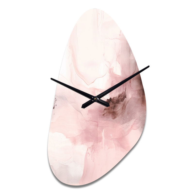 Horloge murale Ramhit rose délicat abstrait marbre IV - marbre asymétrique, Moyenne