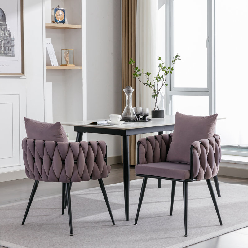 Maylyn 18'' H Tufted Velvet Armchair, Purple