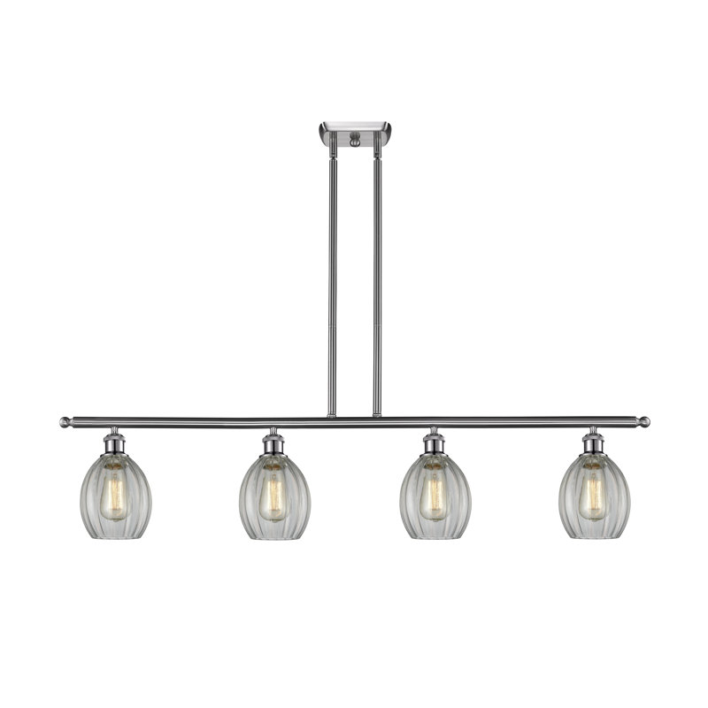 Luminaire suspendu linéaire à 4 lumières pour îlot de cuisine Bolduc, Nickel satiné brossé