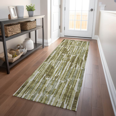 Premium Machine Washable Tweedy Olive Rug