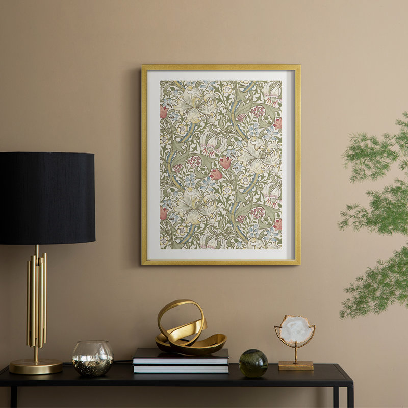Reproduction florale rétro encadrée de couleur cccv - bois massif, H 15 po x l 12 po, Doré