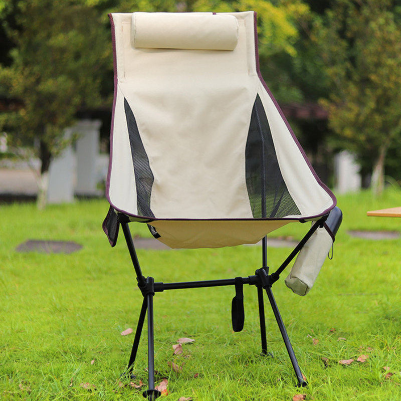 Chaise pliante d'extérieur avec repose-tête et poche latérale Appui en aluminium robuste et léger