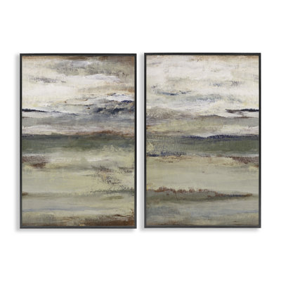 «Earth's Layers», ensemble de 2 giclées encadrées abstraites neutres, design par Lanie Loreth