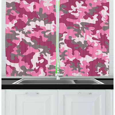Camouflage Pointed Kitchen Curtain