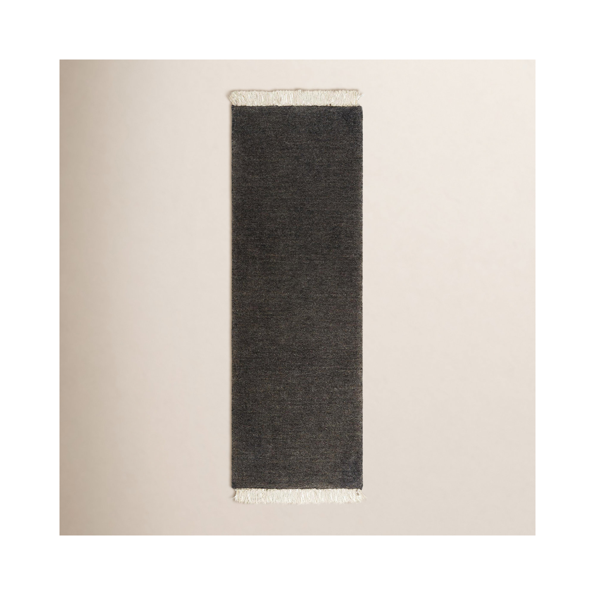 Clio Hand Loomed Wool Black Rug, Runner 2'6" x 8'