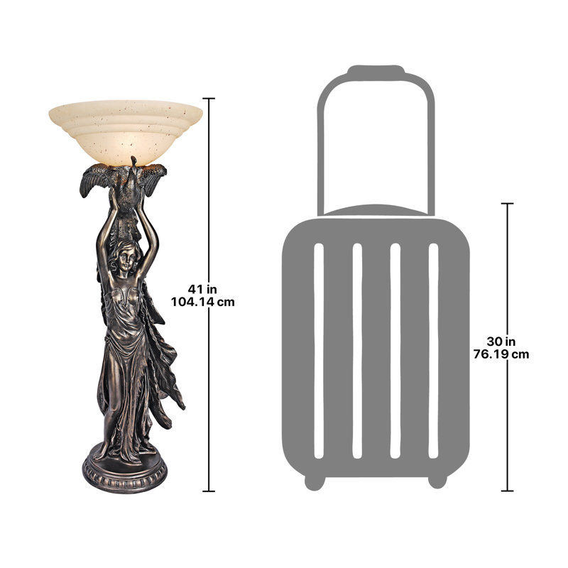 Peacock Goddess Torchiere Table Lamp