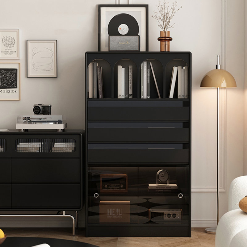 Armoire porte-revues en bois massif, Noir