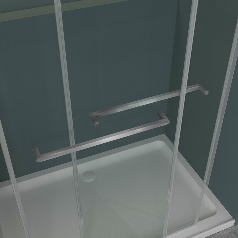 Gargy 57-60 in W x 78 in H Frameless Shower Door with Advanced Closing System, Double Buffer Brake, Brush Silver