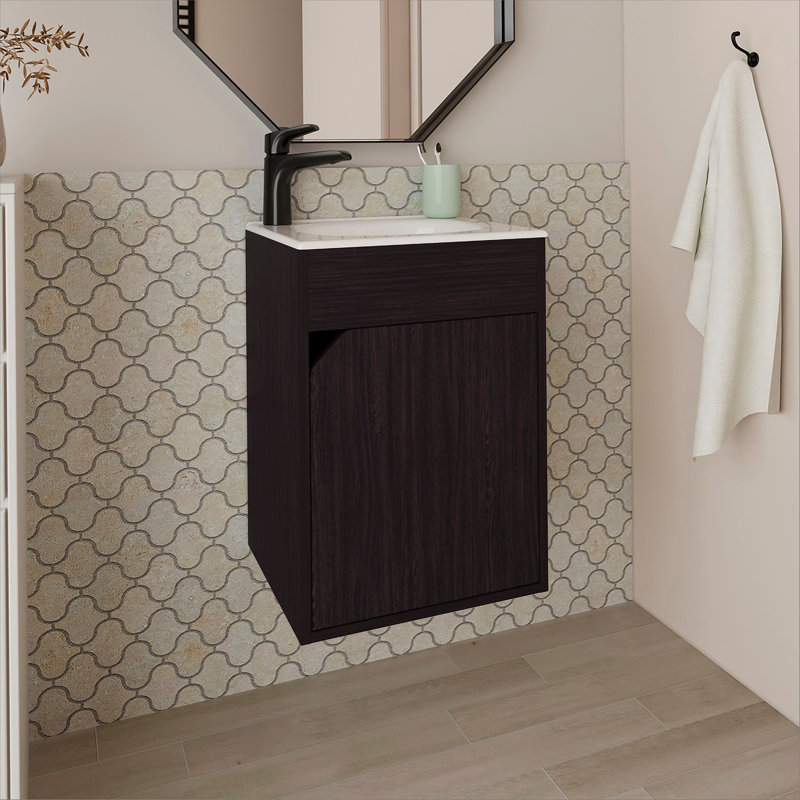 Bathroom Floating Vanity with a Door, Wenge