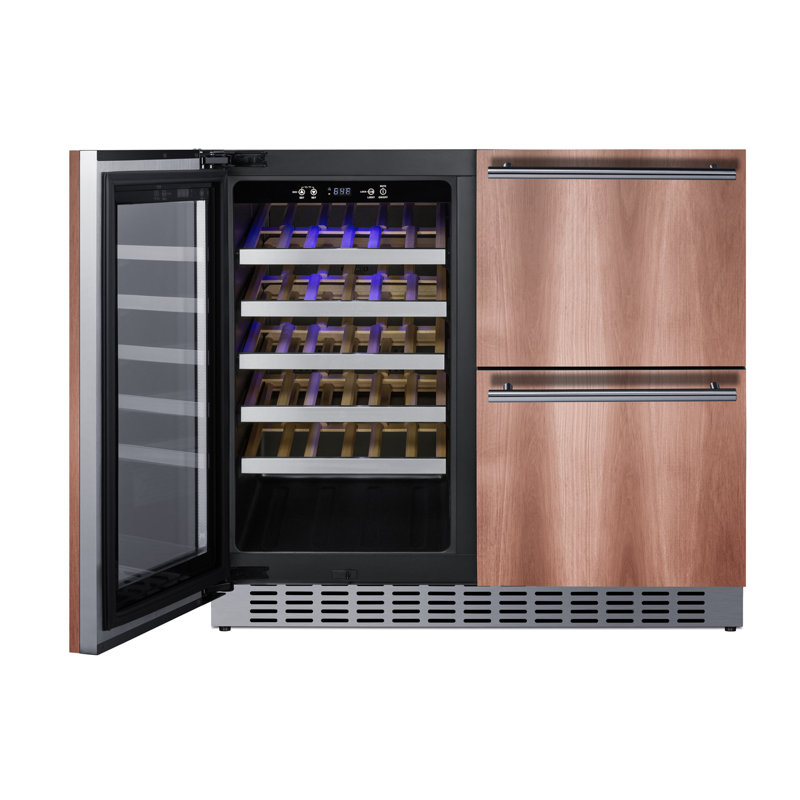 Summit Appliance 36" Wide Combination Wine Cellar & 2-Drawer Refrigerator  (Panel Not Included)