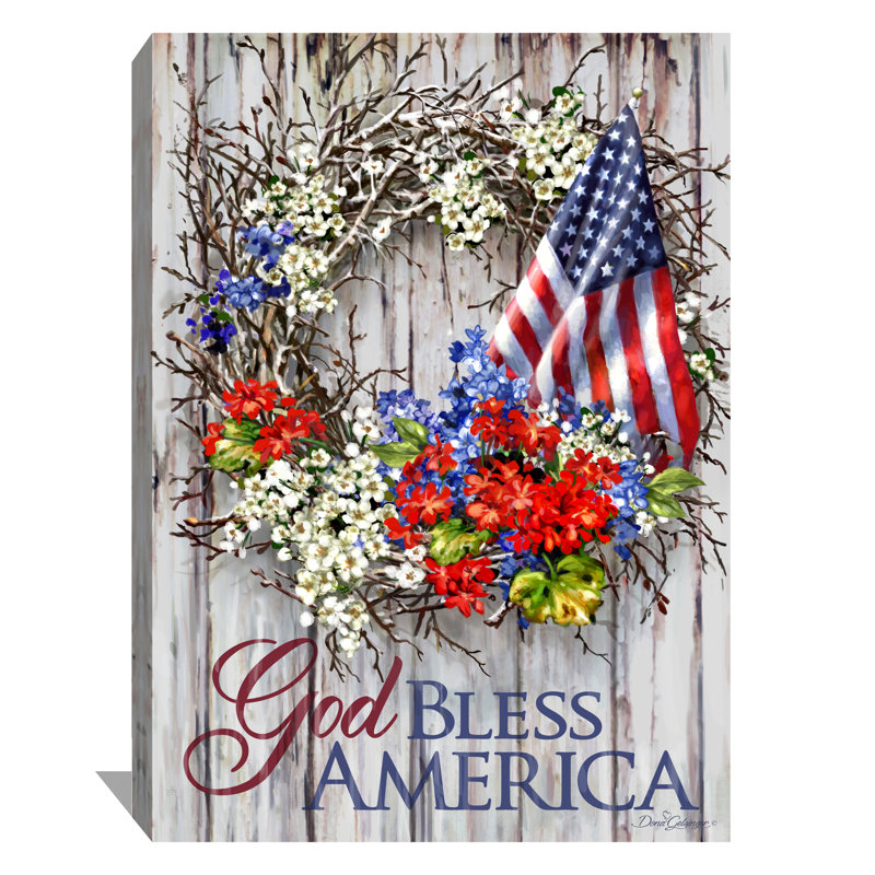 Art mural sur toile Patriotic Wreath, H 24 po x l 18 po x p 1 po