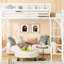 Lit mezzanine double pleine grandeur avec rangement supérieur, lit en métal, blanc, rembourrage antidérapant, garde-corps pour tablettes de rangement en maille, adolescents, capacité de 300 lb, espace sous le lit de 54,3 po-630376868-630376875