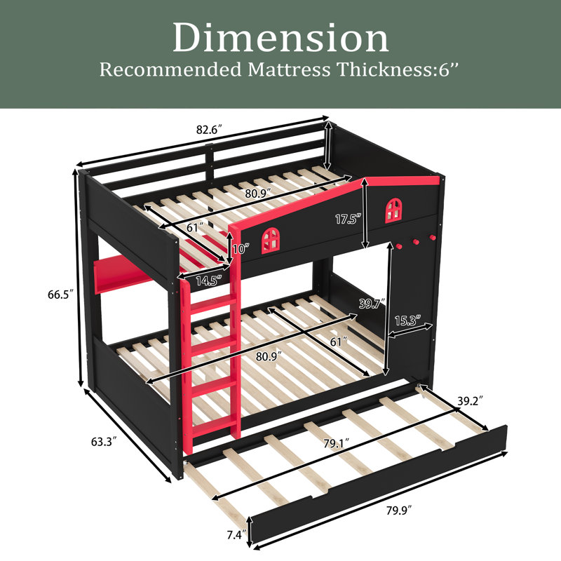 Lit superposé grand sur grand avec tablettes, lits superposés en bois massif avec crochets, aucun sommier nécessaire