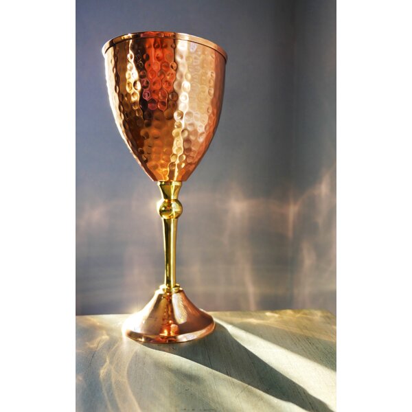 Vintage Brass Wine Goblets Set Of 2 Stemmed Chalice Cups 8.5''H