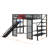 Full Size Metal Loft Bed With Built-In Desk, Open Wardrobe, Basketball Hoop, Slide And Staircase-1801315078