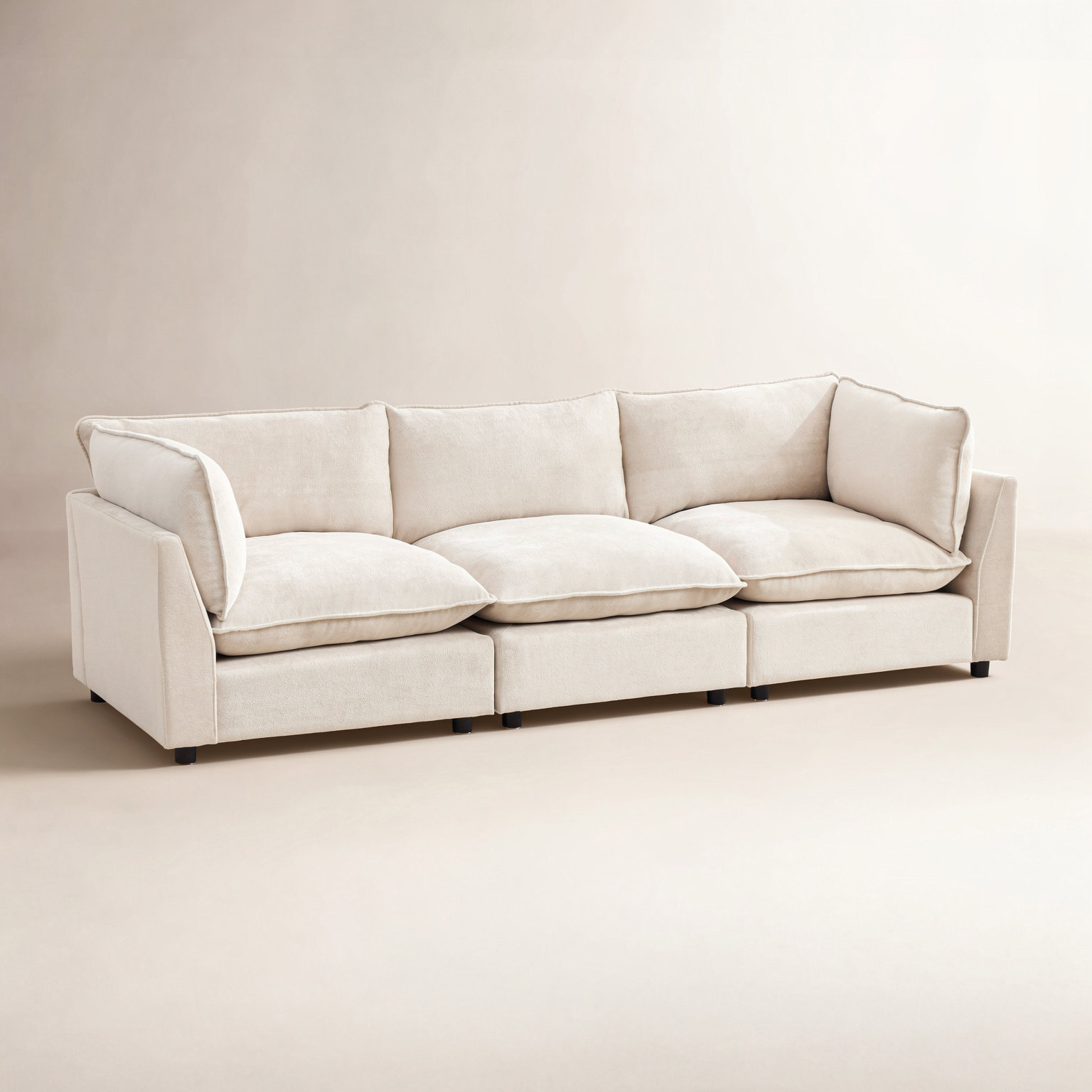 Eagan 106" Modular Sofa, Beige Chenille