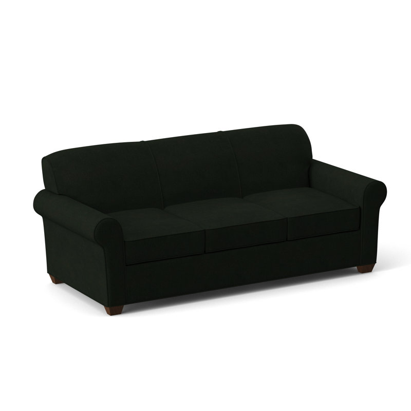 Finn Rolled Arm Sofa with Reversible Cushions, Montana Walnut, Dorset Black, 34" H x 83" W x 36" D