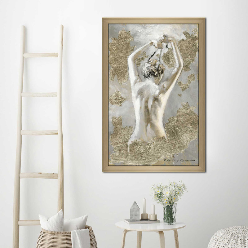 " Intimate I " by Anthony Orme, 39.5" H x 27.5" W x 0.75" D, Champagne Framed