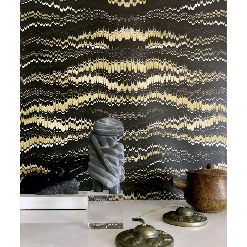 Abra Golden Feather Premium Matte 10' L x 24" W Wallpaper Roll, Self-adhesive, Non-Woven