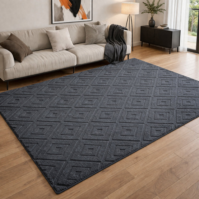 Geometric Shapes Machine Tufted Shag Area Rug, 120x170cm