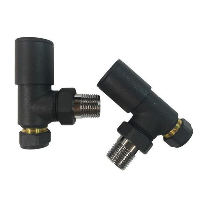 Bethania Chrome Angled Radiator Valves - Pair, Anthracite