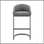 Tabouret de bar Ambrie en métal noir avec similicuir gris-2128251529