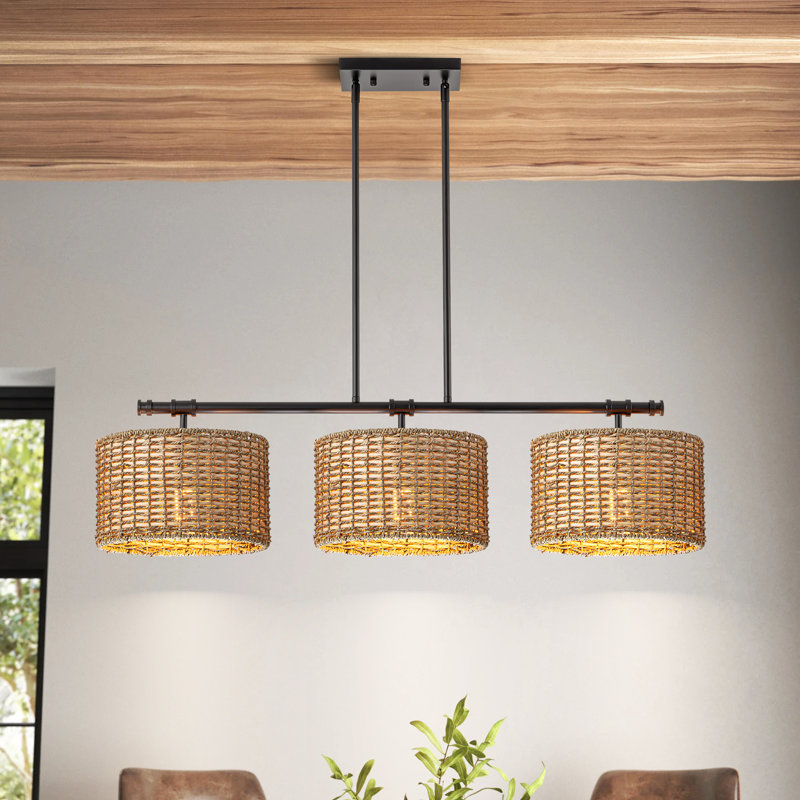 3 - Light Hand-Woven Kitchen Island Pendant