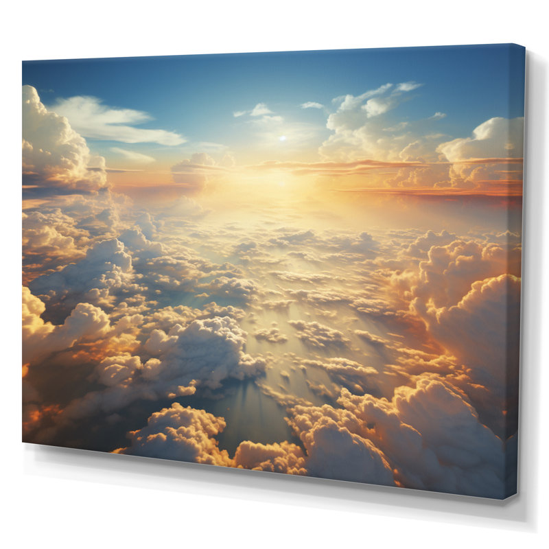 Sky Whispering Clouds - Décoration murale ciel, H 16 po x l 32 po x P 1 po, Toile tendue