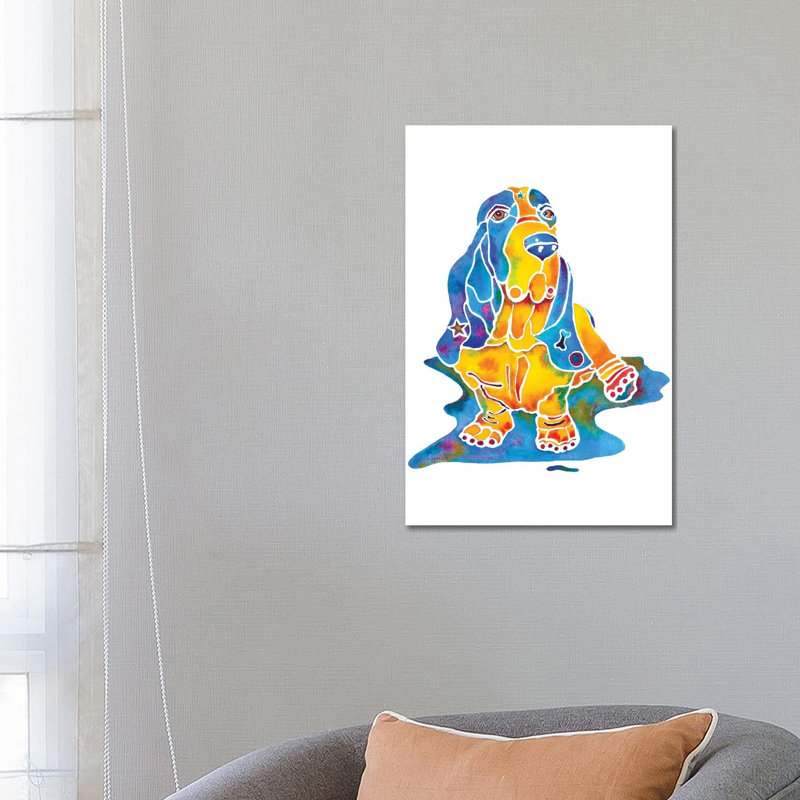Baily Bassett Hound Dog On Base by Jo Lynch - Wrapped Canvas Gallery-Wrapped Canvas Giclée, 66.04 cm H x 45.72 cm W