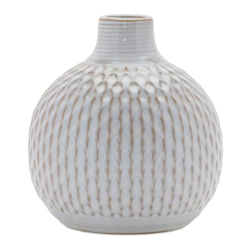 Notched Ceramic Bottle Vase