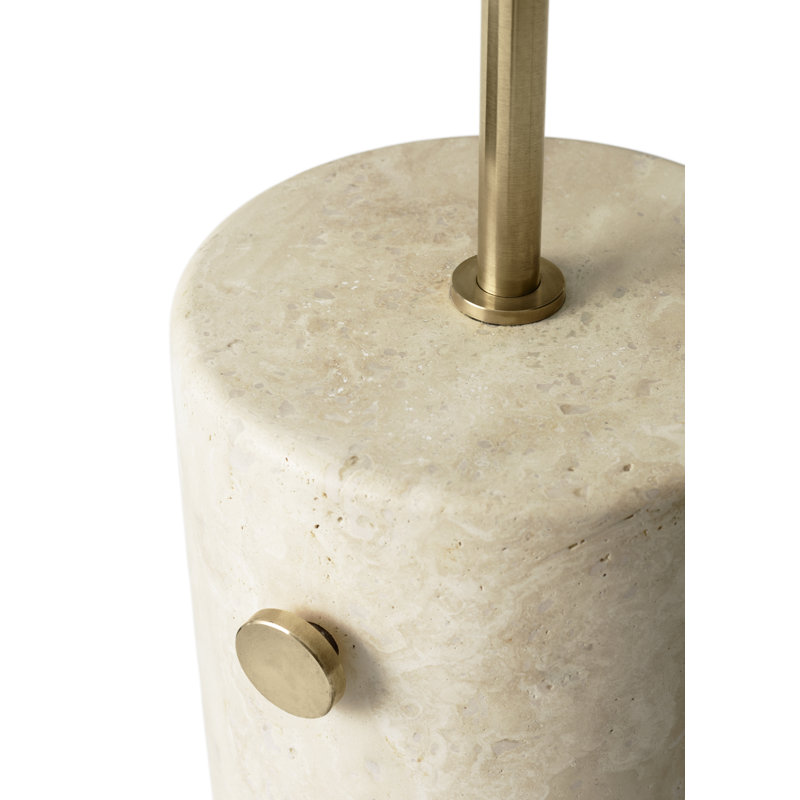 JWDA Floor Lamp, Brushed Brass/Beige Travertine Stone