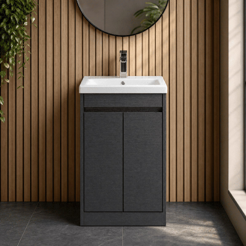 Havana Bathroom Vanity, Graphite Grey Woodgrain, 62 cm W