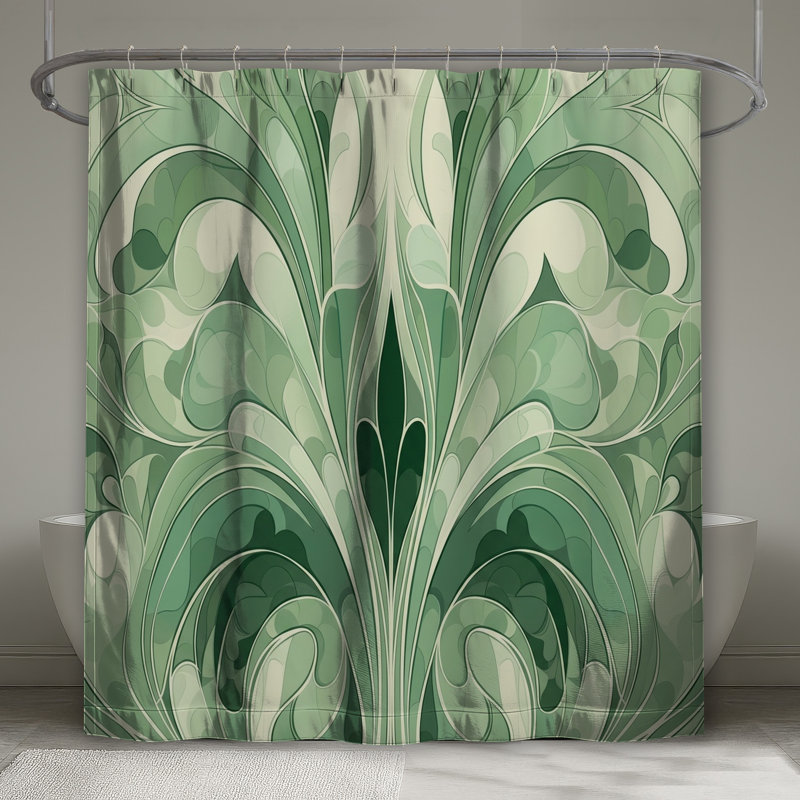 Rideaux de douche verts à motif floral, L 70 po x H 84 po