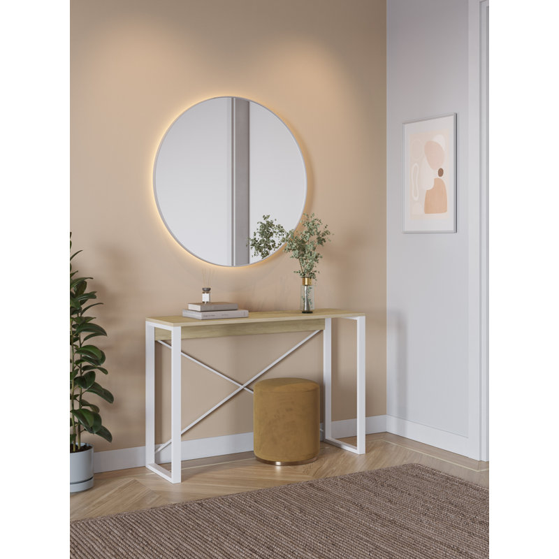 Aliceville Console Table Retro 110cm with Metal Legs, Sapphire Oak, White