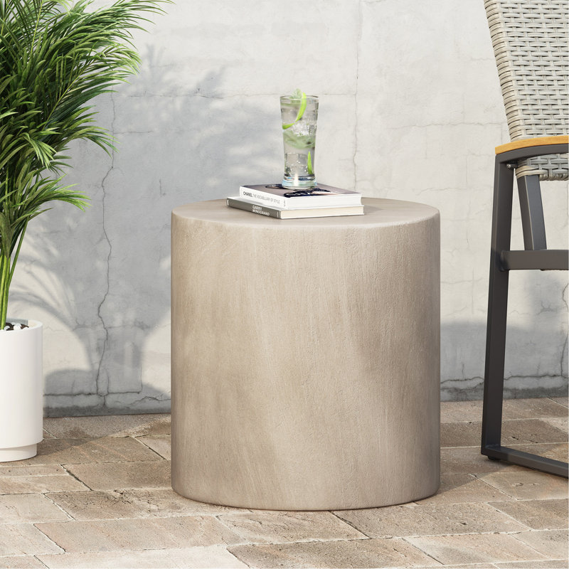 Table d'appoint d'extérieur en béton léger gris clair_70886.00