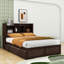 Lit plateforme en bois avec lit gigogne, tablettes et tiroirs Preli-93363207