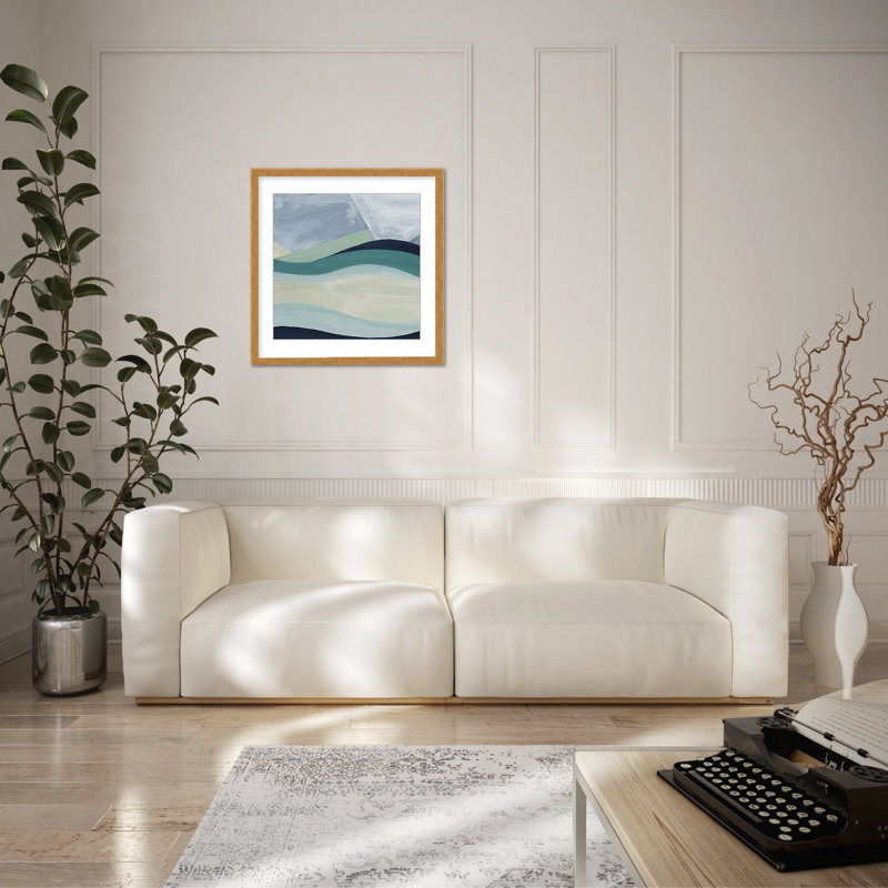 Coastal Retreat Serene Waters: Abstract Seaside, 24" H x 24" W