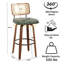 Tabourets de bar pivotants à dossier en canne avec siège en similicuir-113262406-113262409