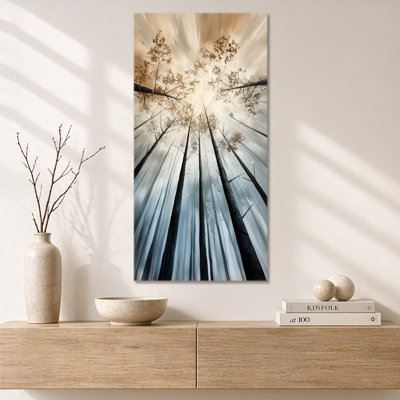 «Black Gold Winter Forest Sunlight Dream Fragments - Black Moody Large, impression sur toile encadrée nordique