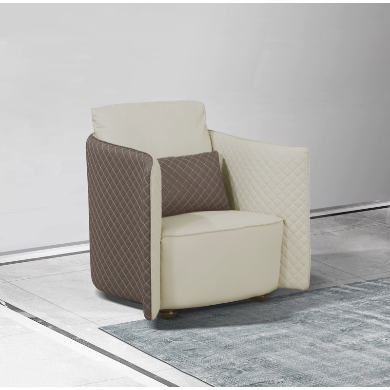 Makassar Armchair, Lite Gray/Taupe Genuine Leather