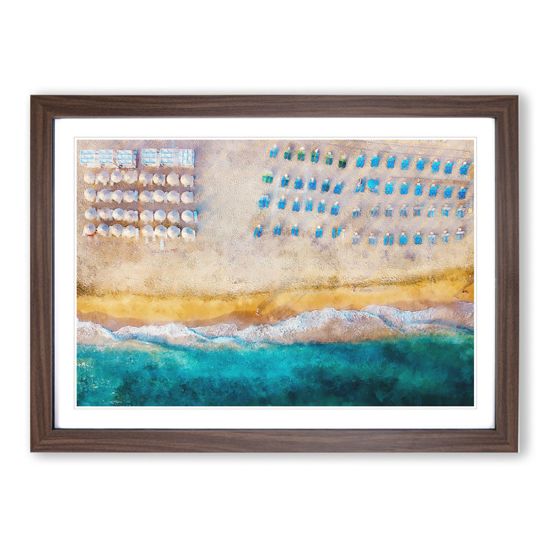 Beach in Corfu Greece - Picture Frame Painting, Walnut Framed, 36cm H x 48cm W x 2cm D